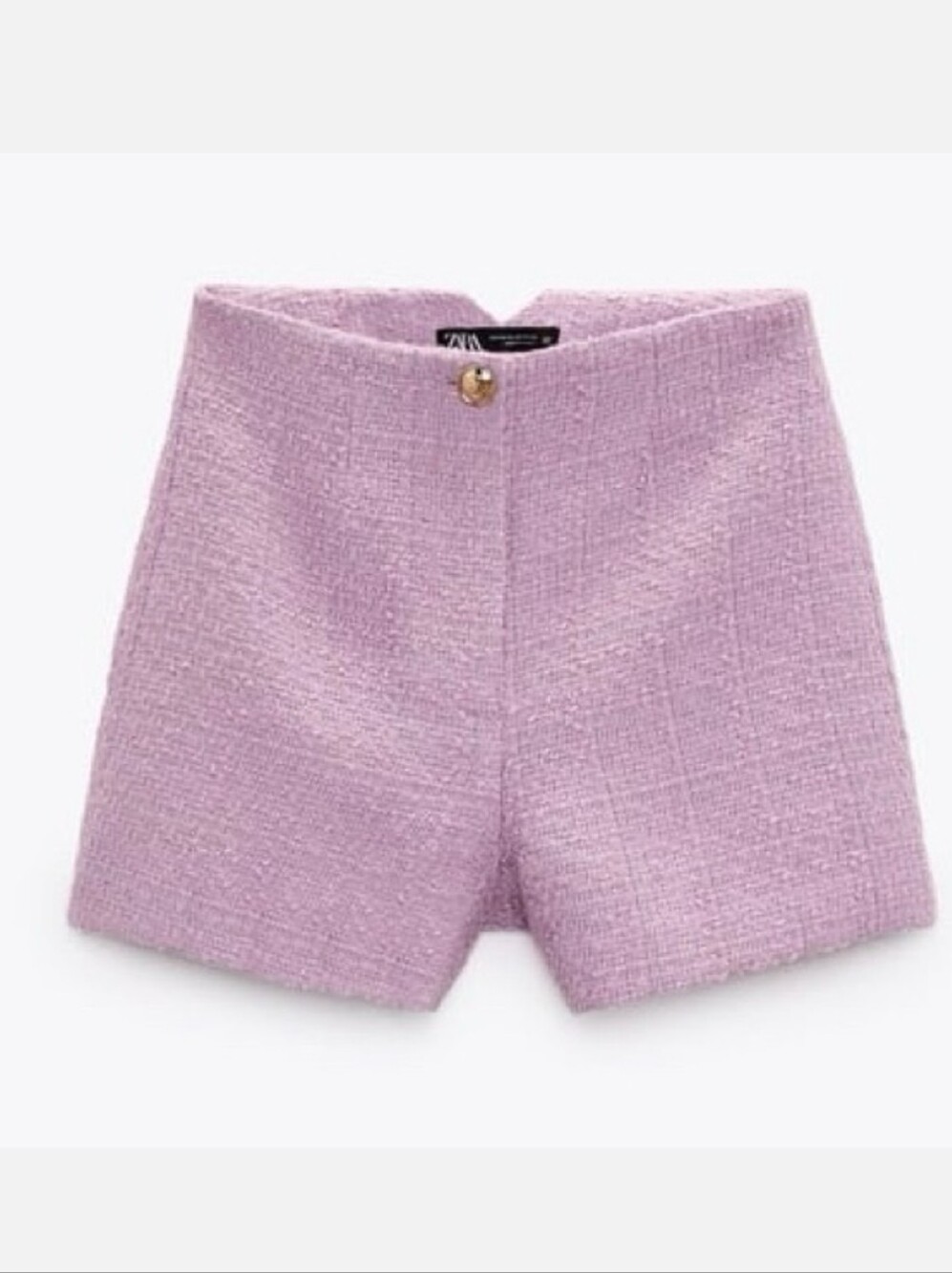 ZARA LILLAC PURPLE TWEED HIGH WAISTED SHORTS